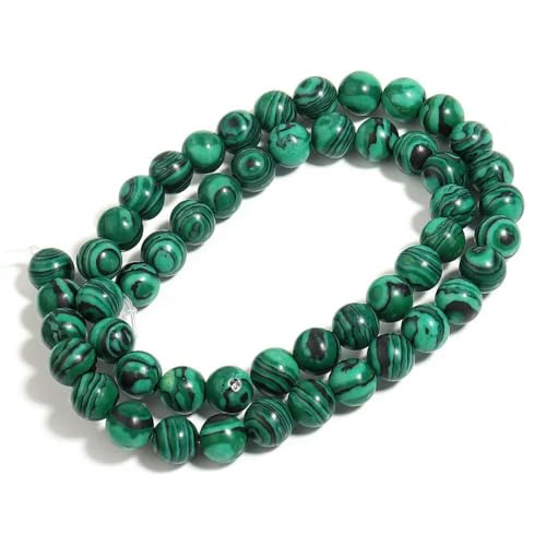 1 Strang natürliche grüne Malachit-Steinperlen, 4/6/8/10/12 mm, lose Abstandsperlen zur Schmuckherstellung, Armband- und Halskettenzubehör, 8 mm (ca. 45 Stück) von JMGDJ