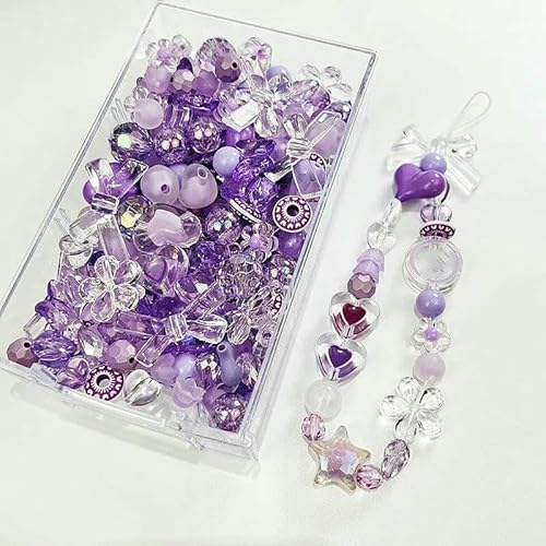 10/30 g Acrylperlen im 8-Stil, Herz, Schleife, Blume, lose Perlen für DIY, handgefertigte Handykette, Armband, Schmuckherstellung, Zubehör-C3 Lila-30 g von JMGDJ