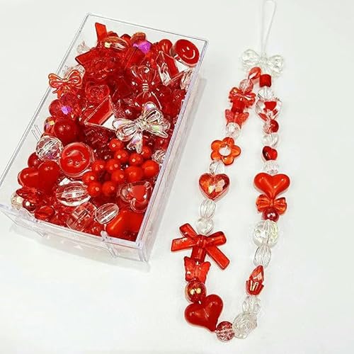 10/30 g Acrylperlen im 8-Stil, Herz, Schleife, Blume, lose Perlen für DIY, handgefertigte Handykette, Armband, Schmuckherstellung, Zubehör-C8 Rot-30 g von JMGDJ