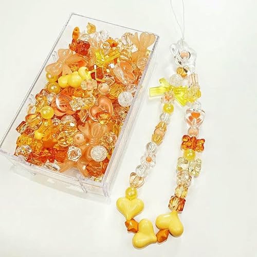 10/30 g Acrylperlen im 8-Stil, Herz, Schleife, Blume, lose Perlen für handgefertigte Handyketten, Armbänder, Schmuckherstellung, Zubehör – C6 Orange – 30 g von JMGDJ