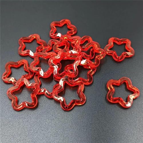 10 Stück 30 mm Acryl transparente hohle Stern-Lose Perlen DIY Schmuck Anhänger Schlüsselanhänger Windbell handgefertigte Modeaccessoires-Rot von JMGDJ
