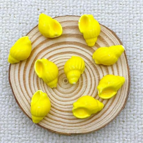 10 Stück handbemalte farbige Muschel-Keramikperlen, modisch, handgefertigt, Schmuckherstellung, Material für DIY-Zubehör, Halskette, Ohrringe, 9, Gelb 10 Stück handbemalte farbige Muschel-Keramikperlen, modisch, handgefertigt, Schmuckherstellung, Material für DIY-Zubehör, Halskette, Ohrringe, 9, Gelb von JMGDJ