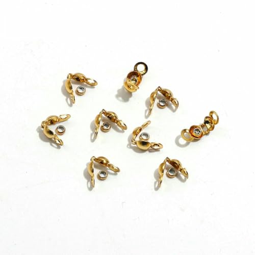 100 Stück/Los Edelstahl vergoldet Verbinderverschluss Crimp Endperlen für Armband Halskette Ketten DIY Schmuckherstellung Zubehör-3,2 x 6,3 mm 100 Stück von JMGDJ