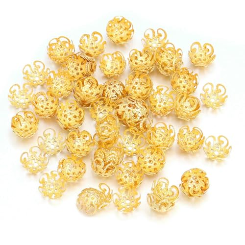 100 Stück/Los Hohlblumen-Perlenkappen, Endkappen, Metall-Abstandshalter, lose Perlen für die Schmuckherstellung, DIY-Charms, Verbinder, Zubehör, Gold, 8 mm 100 Stück/Los Hohlblumen-Perlenkappen, Endkappen, Metall-Abstandshalter, lose Perlen für die Schmuckherstellung, DIY-Charms, Verbinder, Zubehör, Gold, 8 mm von JMGDJ