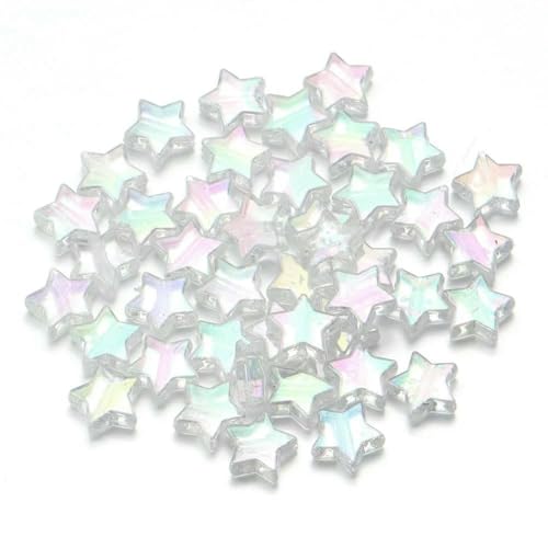 100 Stück/Lot AB-Farbe Acryl Sternperlen Lose Spacer Charms Perle für DIY Schmuckherstellung Halskette Armband Zubehör-transparent 100 Stück/Lot AB-Farbe Acryl Sternperlen Lose Spacer Charms Perle für DIY Schmuckherstellung Halskette Armband Zubehör-transparent von JMGDJ
