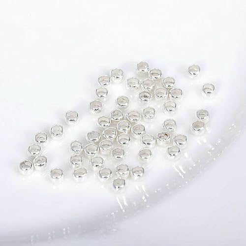 100 Stück 18 Karat vergoldete Kugel-Crimp-Endperlen, Crimps, 2 2,5 3 mm Stopper-Abstandshalterperlen für DIY-Schmuckherstellung - versilbert - 3 mm - 100 Stück von JMGDJ