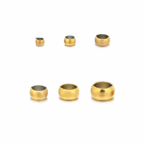 100 Stück Edelstahl-Kugel-Crimp-Endperlen Durchmesser 1,5/2/2,5/3/3,5/4 mm Stopper-Abstandshalterperlen für DIY-Schmuckherstellung Zubehör-Gold-3,5 mm von JMGDJ