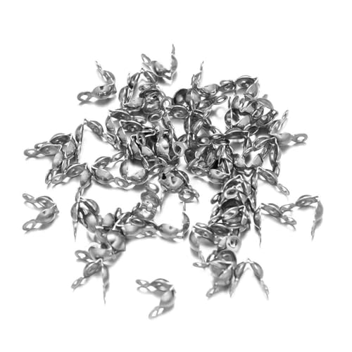 100 Stück Edelstahl-Perlenspitzen, offene Muschel-Klappknotenabdeckungen, Endkappen für DIY-Armband, Halskette, Schmuckherstellung, Silber, 8 x 4,0 mm 100 Stück Edelstahl-Perlenspitzen, offene Muschel-Klappknotenabdeckungen, Endkappen für DIY-Armband, Halskette, Schmuckherstellung, Silber, 8 x 4,0 mm von JMGDJ