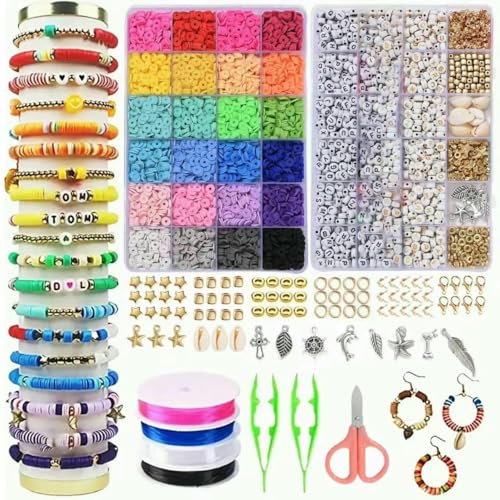 14400/4200/2400 Stück, sortiertes Polymer-Tonperlen-Set zur DIY-Schmuckherstellung – handgefertigtes Handwerk für Armbänder, Halsketten, Ohrringe – 14400 Stück von JMGDJ