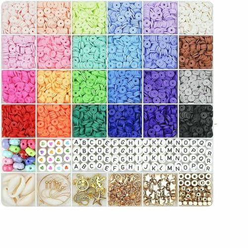 14400/4200/2400 Stück sortierte Polymer-Tonperlen-Set zur DIY-Schmuckherstellung – handgefertigtes Handwerk für Armbänder, Halsketten, Ohrringe – 5300CB von JMGDJ