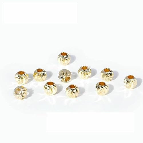 2,5/3/4/5/6MM Spacer Perlen für Schmuck 18K vergoldete Trenner für Perlen, DIY Perlenzubehör, Muster Runde Perlen-14K vergoldet_a-4.0mM- 50 Stück von JMGDJ