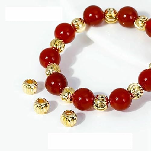 2,5/3/4/5/6MM Spacer Perlen für Schmuck 18K vergoldete Trenner für Perlen, DIY Perlenzubehör, Muster Runde Perlen-18K vergoldet_a-5MM- 50 Stück von JMGDJ