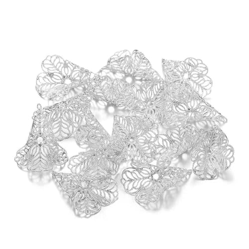 20 Stück/Los Kupfer-Charms-Perlenkappen, filigrane Perlenkappe, ausgehöhlte Blumen-Endkappen, Anschluss für DIY-Schmuckherstellung, Zubehör, Silber, 23 x 28 mm 20 Stück/Los Kupfer-Charms-Perlenkappen, filigrane Perlenkappe, ausgehöhlte Blumen-Endkappen, Anschluss für DIY-Schmuckherstellung, Zubehör, Silber, 23 x 28 mm von JMGDJ