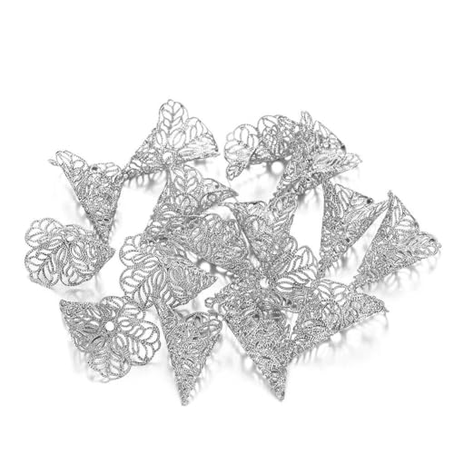 20 Stück/Los Kupfer-Charms-Perlenkappen, filigrane Perlenkappe, ausgehöhlte Blumen-Endkappen, Verbinder für DIY-Schmuckherstellung, Zubehör, Rhodium, 23 x 28 mm 20 Stück/Los Kupfer-Charms-Perlenkappen, filigrane Perlenkappe, ausgehöhlte Blumen-Endkappen, Verbinder für DIY-Schmuckherstellung, Zubehör, Rhodium, 23 x 28 mm von JMGDJ