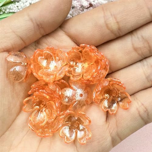 20 Stück 15,5 mm Blumen-Acrylperlenkappen-Anhänger für DIY-Schmuckherstellung, handgefertigt für Ohrringe, Armbänder, Halsketten, Zubehör, Orange von JMGDJ