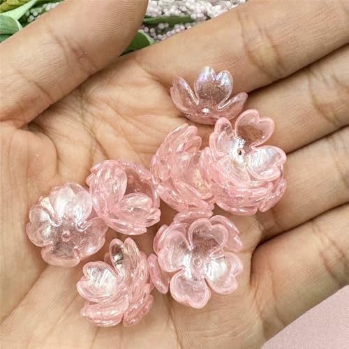 20 Stück 15,5 mm Blumen-Acrylperlenkappen-Anhänger für DIY-Schmuckherstellung, handgefertigt für Ohrringe, Armbänder, Halsketten, Zubehör, Pink von JMGDJ