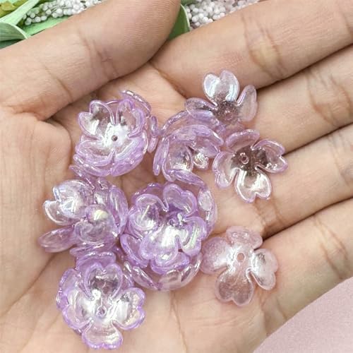20 Stück 15,5 mm Blumen-Acrylperlenkappen-Anhänger für DIY-Schmuckherstellung, handgefertigt für Ohrringe, Armbänder, Halsketten, Zubehör, lila von JMGDJ