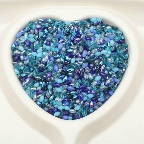 200 Stück 3 x 5 mm grüne Reiskörner, kleine facettierte Kristallperlen, ovale Form, Glaskristallperlen zur Schmuckherstellung, Armband, DIY-Kleidungsstück-06 Lan von JMGDJ