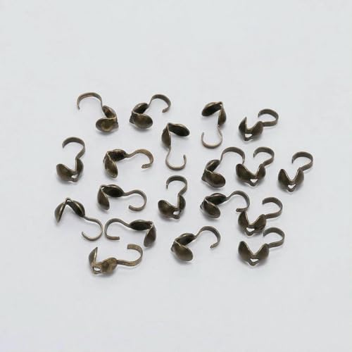 200 Stück 4,0 mm Kalotten-Kräuselperlen, Hohlverschlüsse, Haken, Kordel-Endkappen, Schnur-Kugelketten-Verbinder für DIY-Schmuckherstellung, Antik-Bronze von JMGDJ