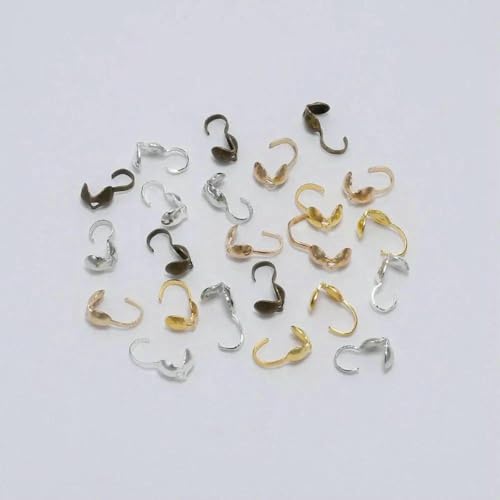 200 Stück 4,0 mm Kalotten-Kräuselperlen, Hohlverschlüsse, Haken, Kordel-Endkappen, Schnur-Kugelketten-Verbinder für die Herstellung von DIY-Schmuckstücken, mehrfarbig von JMGDJ