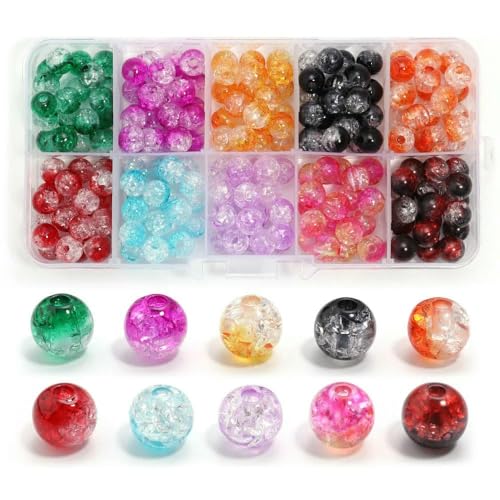 200 Stück bunte Acryl-Kristallperlen zum Selbermachen von Armbändern, Halsketten und Schmuckherstellungszubehör, runde Glasperlen, 10 Gitter, Kit-Perlen-Set 200 Stück bunte Acryl-Kristallperlen zum Selbermachen von Armbändern, Halsketten und Schmuckherstellungszubehör, runde Glasperlen, 10 Gitter, Kit-Perlen-Set von JMGDJ