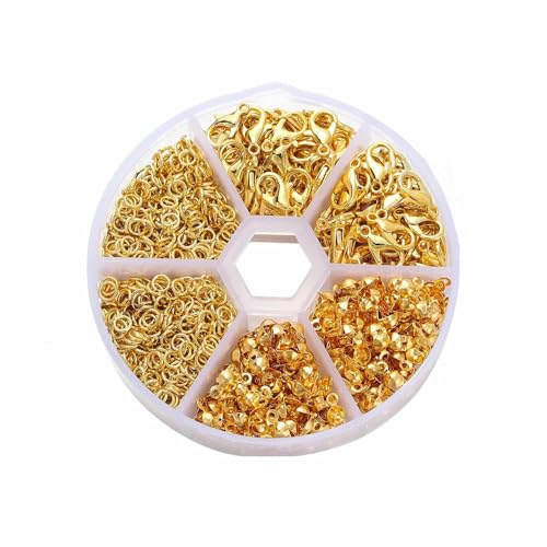 210–400 Stück/Box, Schmuckherstellungs-Sets mit Karabinerverschluss, offene Biegeringe, End-Quetschperlen, Box, handgefertigte DIY-Armband-Halsketten-Befunde, Stil 01 von JMGDJ