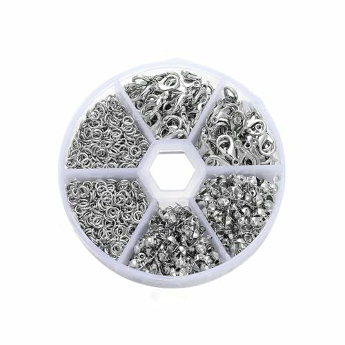210–400 Stück/Box, Schmuckherstellungs-Sets mit Karabinerverschluss, offene Biegeringe, End-Quetschperlen, Box, handgefertigte DIY-Armband-Halsketten-Befunde, Stil 06 von JMGDJ