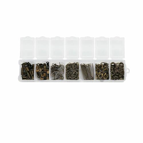 210–400 Stück/Box Schmuckherstellungs-Kits mit Karabinerverschluss, offene Biegeringe, End-Crimps, Perlenbox, handgefertigte DIY-Armband-Halsketten-Befunde, Set 01 von JMGDJ