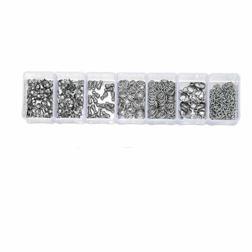 210–400 Stück/Box Schmuckherstellungs-Kits mit Karabinerverschluss, offene Biegeringe, End-Quetschperlen, Box, handgefertigte DIY-Armband-Halsketten-Befunde, Set 09 von JMGDJ
