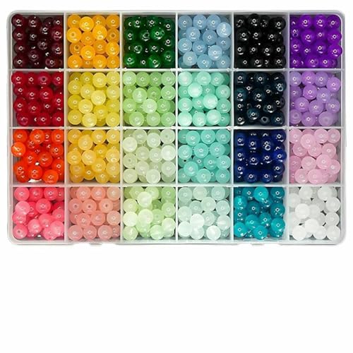 24-farbiges 8-mm-Kristallperlen-Armband-Bastelset – 360/480/720 Stück Schmuckglasperlen, runde Perlen, geeignet zum Basteln – 360 Stück von JMGDJ