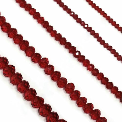 3 4 6 8 10 mm österreichische facettierte Kristallperlen, mehrfarbig, lose Abstandshalter, flache runde Glasperlen, Armband, DIY zur Schmuckherstellung, Dunkelrot 5679, 3,0 mm von JMGDJ