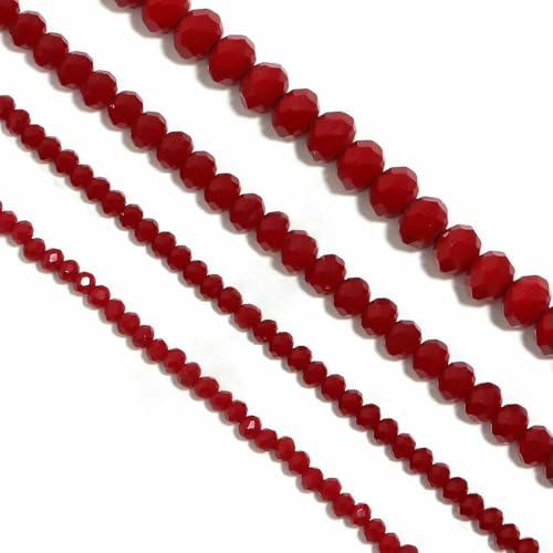 3 4 6 8 10 mm österreichische facettierte Kristallperlen, mehrfarbig, lose Abstandshalter, flache runde Glasperlen, Armband, DIY zur Schmuckherstellung, Rot 5664, 3,0 mm x 2 m von JMGDJ
