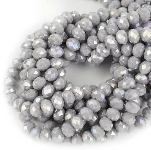 3 4 6 8 10 mm österreichische facettierte Kristallperlen, mehrfarbig, lose Abstandshalter, flache runde Glasperlen, Armband, DIY zur Schmuckherstellung, graues Porzellan AB09, von JMGDJ