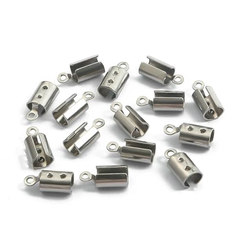 30 Stück Edelstahl-Seilkettenkordeln, Quetschperlen-Endkappen, passend für 1/2/3/4,0 mm Schmuckherstellung, DIY-Armband, Halskette, Verbinder, Stil 04 von JMGDJ