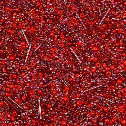 30 g/Los Rocailles-Glasperlen in gemischter Größe, rund, weiß/blau, Spacer-Lose Perlen für Schmuck, Armbänder, DIY-Halskettenzubehör, Rot 30 g/Los Rocailles-Glasperlen in gemischter Größe, rund, weiß/blau, Spacer-Lose Perlen für Schmuck, Armbänder, DIY-Halskettenzubehör, Rot von JMGDJ