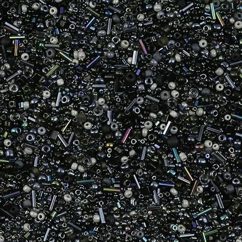 30 g/Los Rocailles-Glasperlen in gemischter Größe, rund, weiß/blau, Spacer-Lose Perlen für Schmuck, Armbänder, DIY-Halskettenzubehör, Schwarz 30 g/Los Rocailles-Glasperlen in gemischter Größe, rund, weiß/blau, Spacer-Lose Perlen für Schmuck, Armbänder, DIY-Halskettenzubehör, Schwarz von JMGDJ