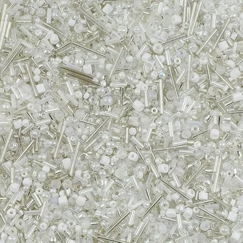 30 g/Los Rocailles-Glasperlen in gemischter Größe, rund, weiß/blau, Spacer-Lose Perlen für Schmuck, Armbänder, DIY-Halskettenzubehör, Weiß 30 g/Los Rocailles-Glasperlen in gemischter Größe, rund, weiß/blau, Spacer-Lose Perlen für Schmuck, Armbänder, DIY-Halskettenzubehör, Weiß von JMGDJ