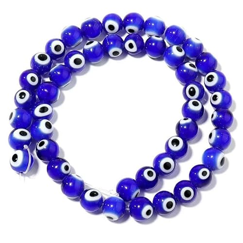 4/6/8/10 mm Lampwork-Glasperlen, runde Perlen, lose Abstandsperlen für die Schmuckherstellung, DIY-Armband, Halskette, Dunkelblau, 8 mm, ca. 45 Stück von JMGDJ