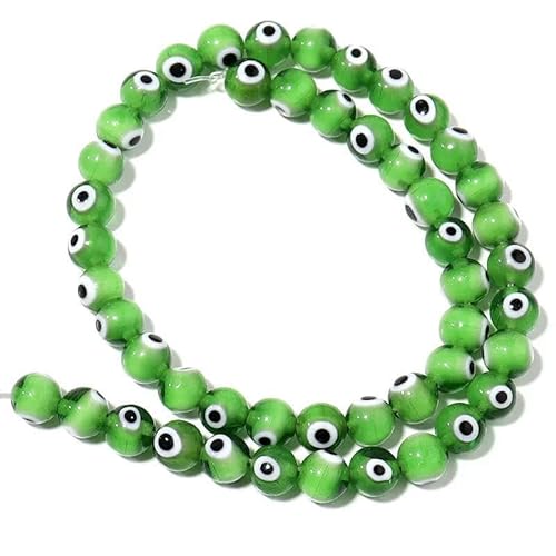 4/6/8/10 mm Lampwork-Glasperlen, runde Perlen, lose Abstandsperlen für die Schmuckherstellung, DIY-Armband, Halskette, Grün, 10 mm, ca. 35 Stück von JMGDJ