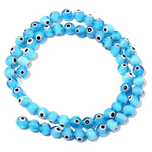4/6/8/10 mm Lampwork-Glasperlen, runde Perlen, lose Abstandsperlen für die Schmuckherstellung, DIY-Armband, Halskette, Hellblau, 10 mm, ca. 35 Stück von JMGDJ