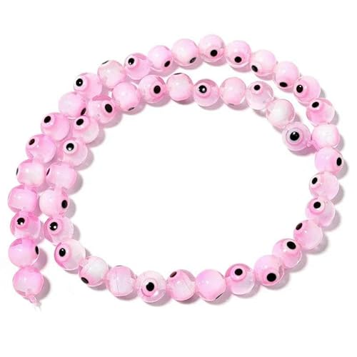 4/6/8/10 mm Lampwork-Glasperlen, runde Perlen, lose Abstandsperlen für die Schmuckherstellung, DIY-Armband, Halskette, Pink, 6 mm, ca. 60 Stück von JMGDJ