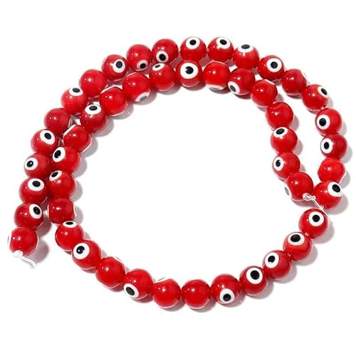 4/6/8/10 mm Lampwork-Glasperlen, runde Perlen, lose Abstandsperlen für die Schmuckherstellung, DIY-Armband, Halskette, Rot, 10 mm, ca. 35 Stück von JMGDJ