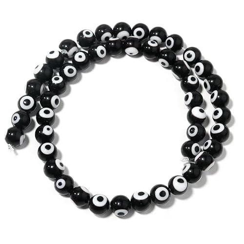 4/6/8/10 mm Lampwork-Glasperlen, runde Perlen, lose Abstandsperlen für die Schmuckherstellung, DIY-Armband, Halskette, Schwarz, 6 mm, ca. 60 Stück von JMGDJ