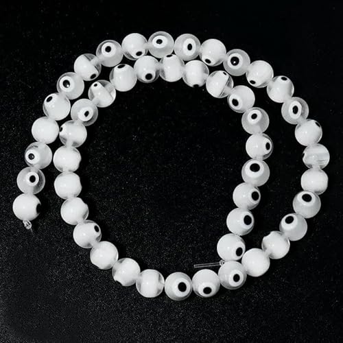 4/6/8/10 mm Lampwork-Glasperlen, runde Perlen, lose Abstandsperlen für die Schmuckherstellung, DIY-Armband, Halskette, Weiß, 8 mm, ca. 45 Stück von JMGDJ