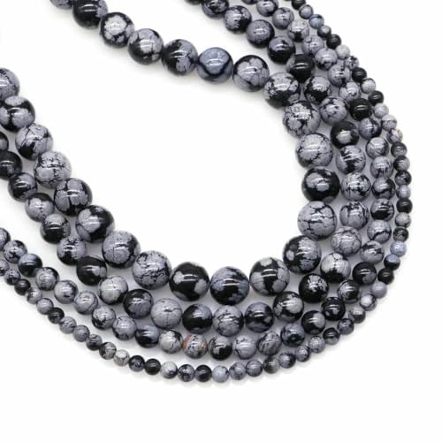 4/6/8/10 mm Naturstein, rosa gestreifte Achatperlen, lose Abstandsperlen, Heilkristall, Schmuckherstellung, Perlenzubehör – Schneeflockenobsidian – 10 mm, 36 bis 37 Stück 4/6/8/10 mm Naturstein, rosa gestreifte Achatperlen, lose Abstandsperlen, Heilkristall, Schmuckherstellung, Perlenzubehör – Schneeflockenobsidian – 10 mm, 36 bis 37 Stück von JMGDJ