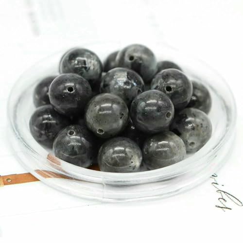 4/6/8/10 mm natürliche runde Tigerauge-Lava-Türkis-Achat-lose Steinperlen zur Schmuckherstellung, DIY-Armband-Halskettenzubehör – Schwarzer Labradorit – 6 mm (40 Stück) von JMGDJ