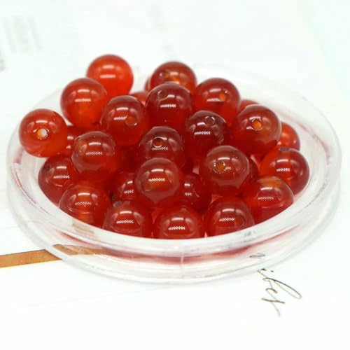 4/6/8/10 mm natürliche runde Tigerauge-Lava-Türkis-Achat-lose Steinperlen zur Schmuckherstellung DIY-Armband-Halskettenzubehör - Roter Achat - 8 mm (30 Stück) von JMGDJ