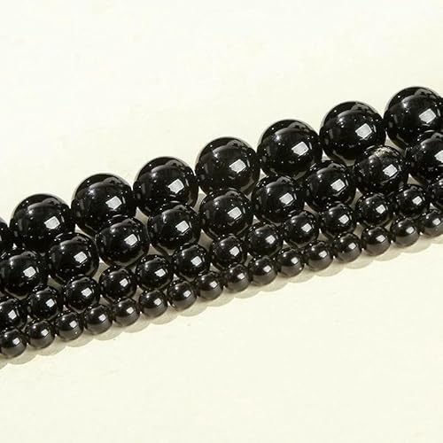 4 6 8 10 mm Naturstein Schwarze Obsidianperle Polierte runde lose Abstandsperle zur Schmuckherstellung DIY Halskette Armband Zubehör-Schwarzer Obsidian-Perlen ca. 4 mm von JMGDJ