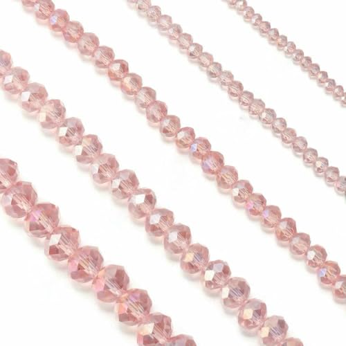 4 6 8 10 mm österreichische facettierte Kristallperlen, mehrfarbig, lose Abstandshalter, flache runde Glasperlen, Armband, DIY zur Schmuckherstellung, Wasserrosa AB5681, 3,0 m von JMGDJ