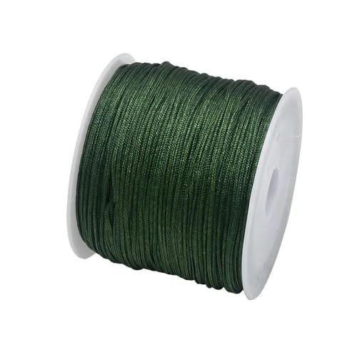 45 m, 0,8 mm, Nylonschnur zum Basteln, für die Schmuckherstellung, Perlenstickerei, geflochtene Nylon-Satinschnur für Armbänder, Rattail-Besatz, chinesischer Knoten, Tintengrün, 0,8 von JMGDJ